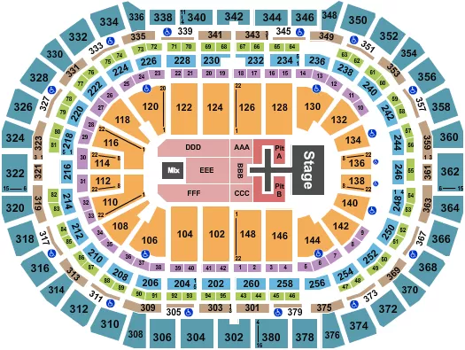 seating chart for Ball Arena - Phil Wickham - eventticketscenter.com