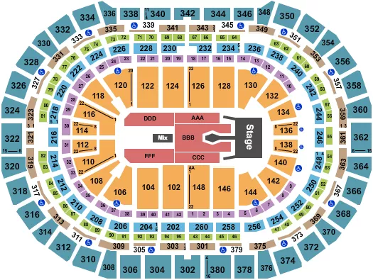 seating chart for Ball Arena - Tim McGraw 2023 - eventticketscenter.com