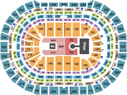 seating chart for Ball Arena - Weezer - eventticketscenter.com