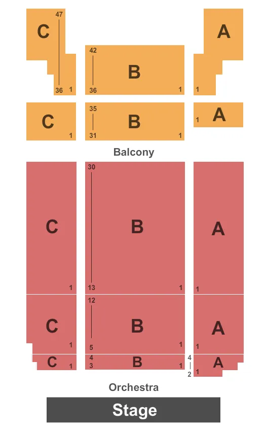 seating chart for Bama Theatre - End Stage - eventticketscenter.com