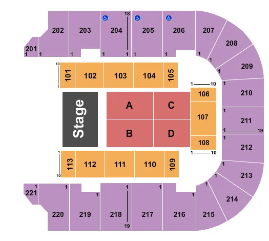 seating chart for Cadence Bank Arena - Endstage 3 - eventticketscenter.com