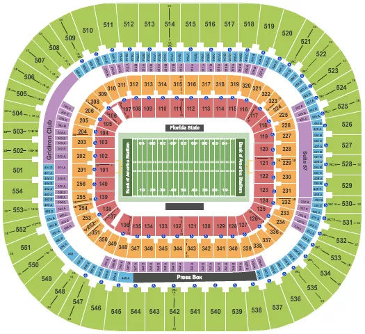 seating chart for Bank Of America Stadium - Football - ACC Championship - eventticketscenter.com