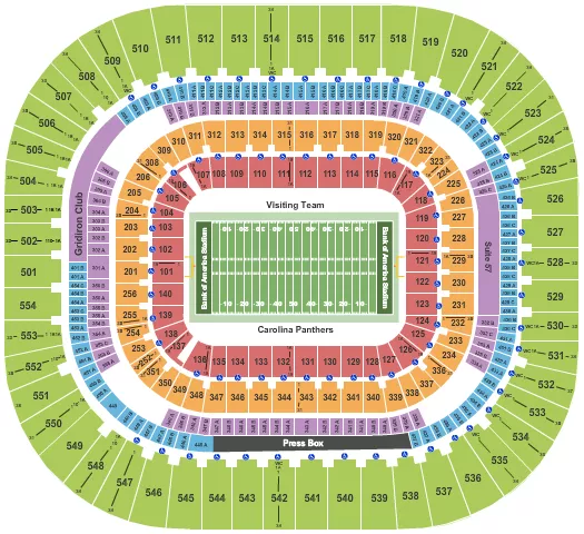 seating chart for Bank Of America Stadium - Football NO VFS - eventticketscenter.com