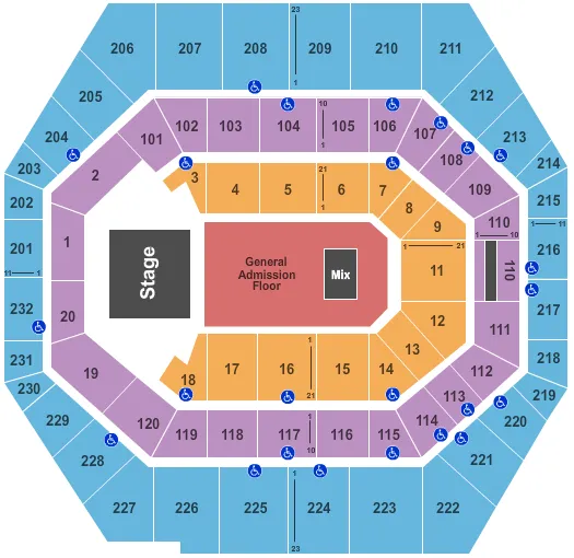 seating chart for Gainbridge Fieldhouse - Endstage GA Floor - eventticketscenter.com