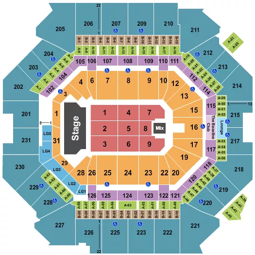 seating chart for Barclays Center - End Stage - eventticketscenter.com