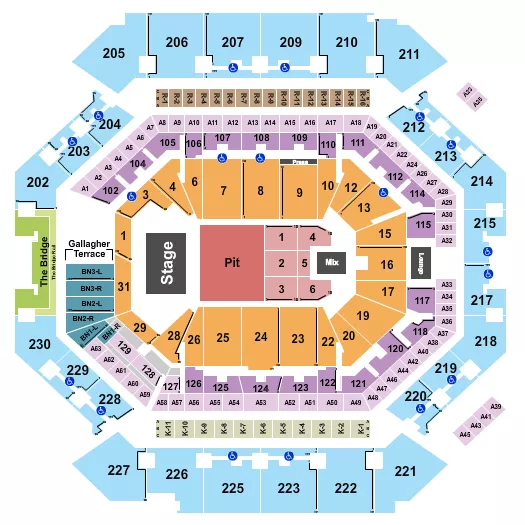 seating chart for Barclays Center - Endstage Big Pit - eventticketscenter.com