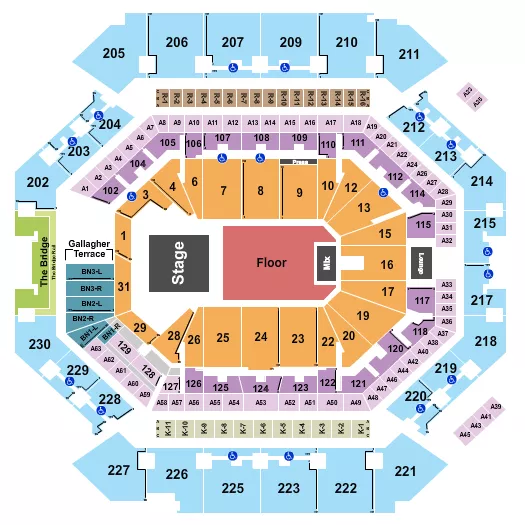 seating chart for Barclays Center - Endstage GA Floor 2 - eventticketscenter.com
