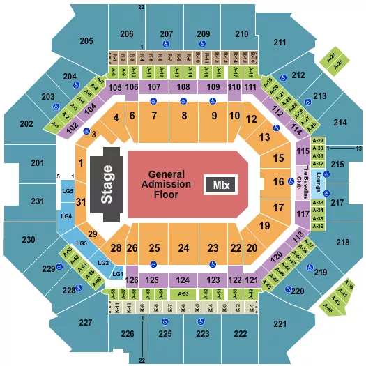 seating chart for Barclays Center - Endstage GA Floor - eventticketscenter.com