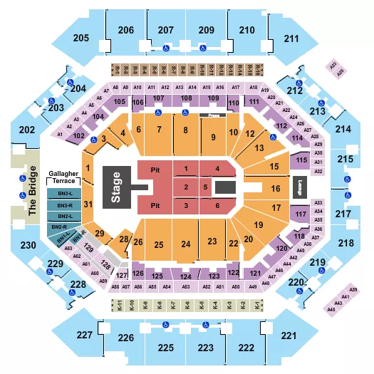 seating chart for Barclays Center - Endstage Pit - eventticketscenter.com