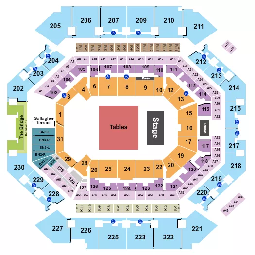 seating chart for Barclays Center - Endstage Tables - eventticketscenter.com