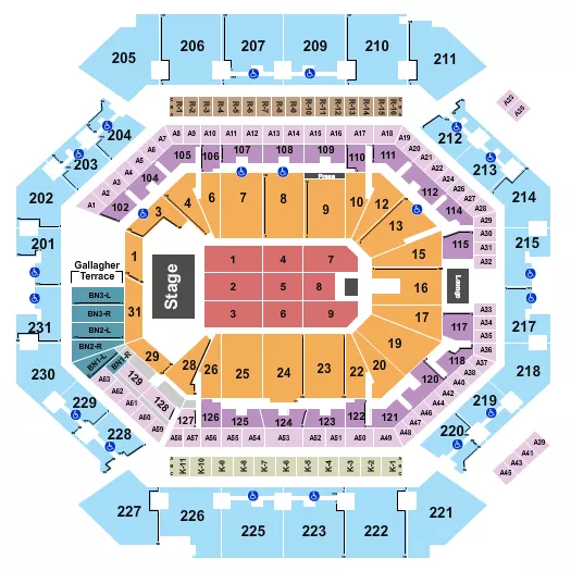 seating chart for Barclays Center - End Stage - eventticketscenter.com