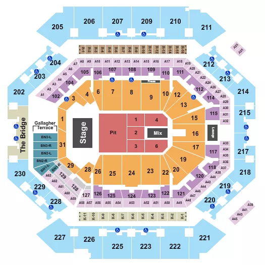 seating chart for Barclays Center - Johnny Blue Skies - eventticketscenter.com