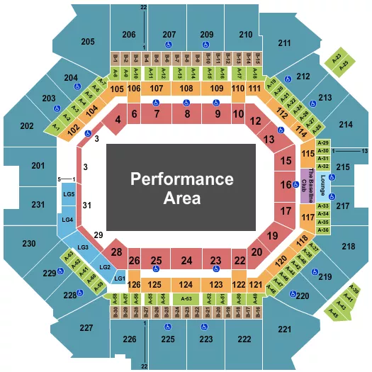 seating chart for Barclays Center - Performance Area - eventticketscenter.com