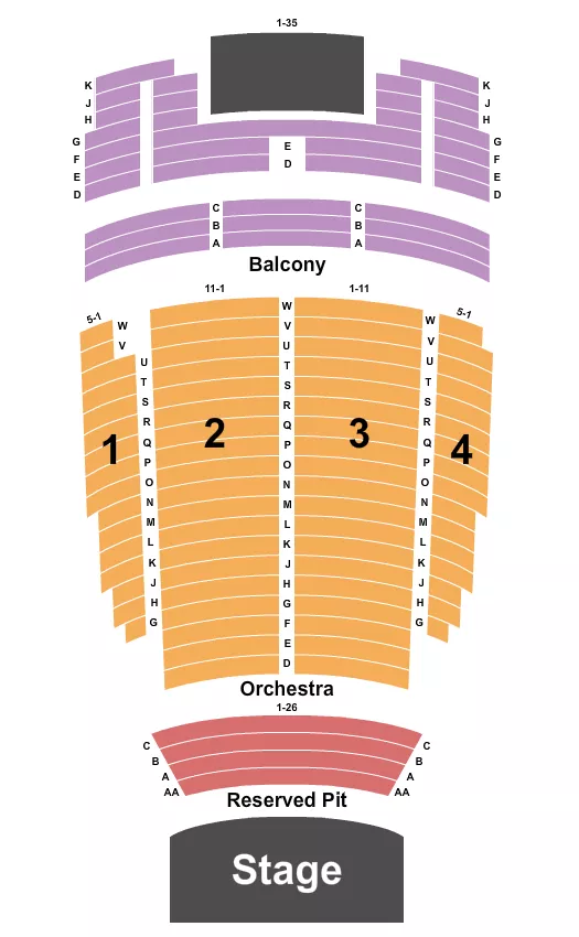 seating chart for Barrymore Theatre - Madison - Endstage - Resv Pit - eventticketscenter.com