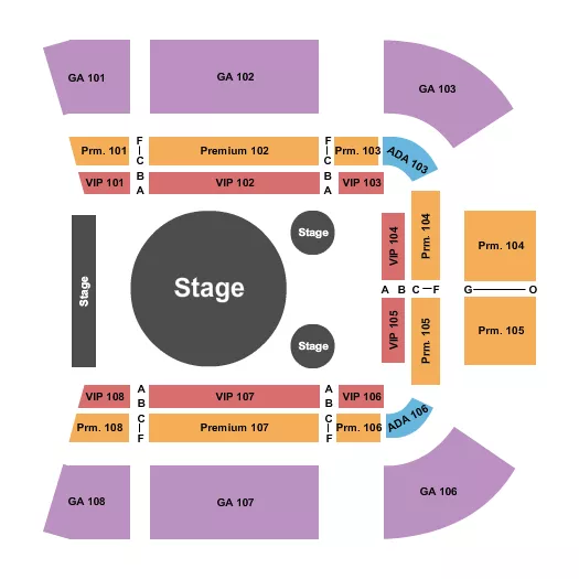 seating chart for Barton Creek Square - Garden Bros Nuclear Circus - eventticketscenter.com