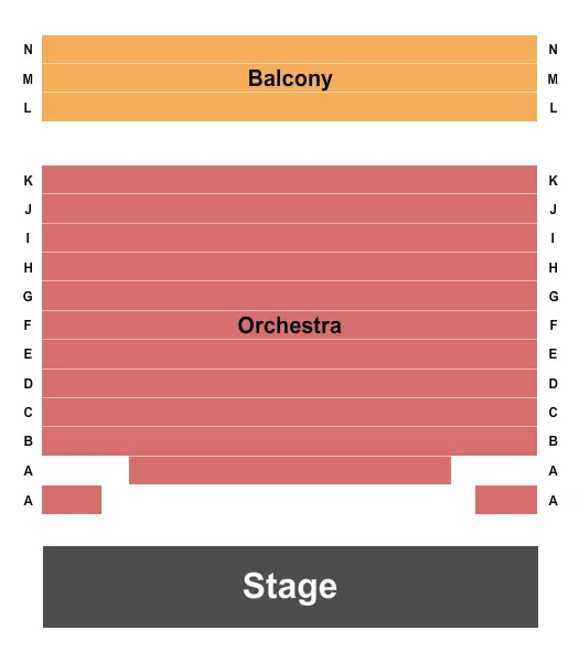 Endstage Seating Chart at Baryshnikov Arts Center. The chart shows the main floor/stage with seating options surrounding it, which are color coded
