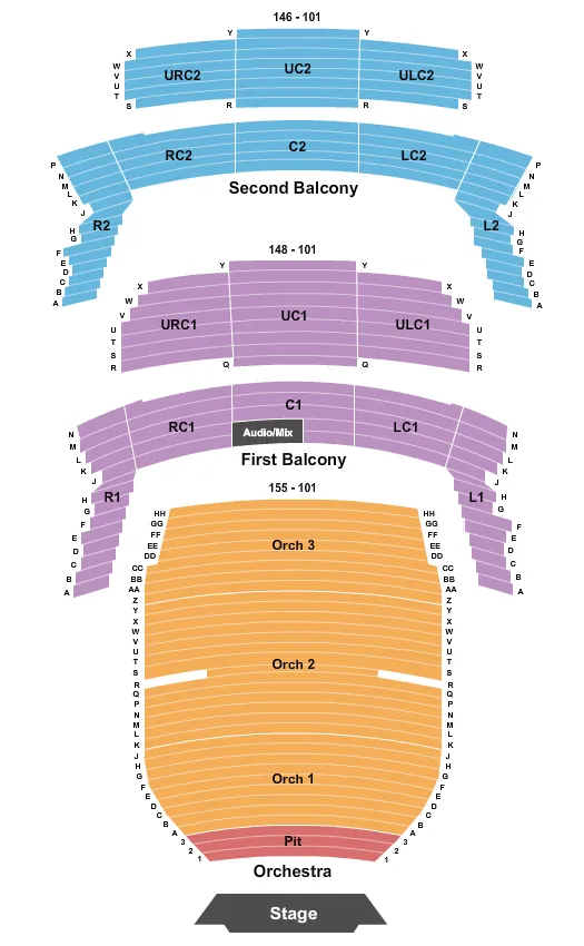 seating chart for Bass Concert Hall - Endstage w/ Pit - eventticketscenter.com