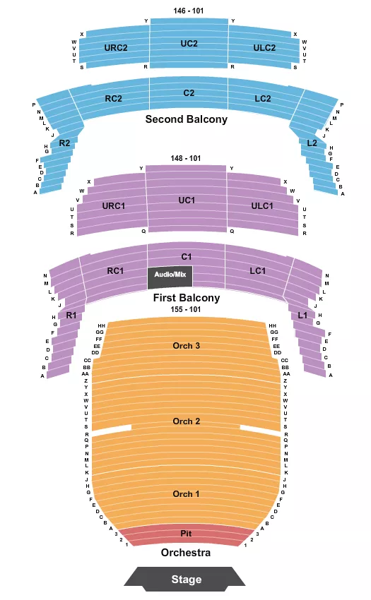 seating chart for Bass Concert Hall - Endstage w/ Pit - eventticketscenter.com