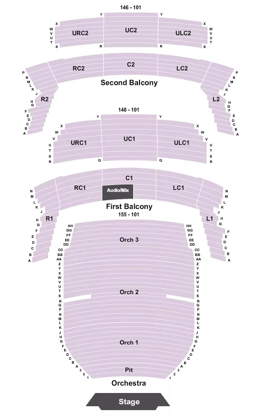 seating chart for Bass Concert Hall - Endstage w/ Pit - eventticketscenter.com