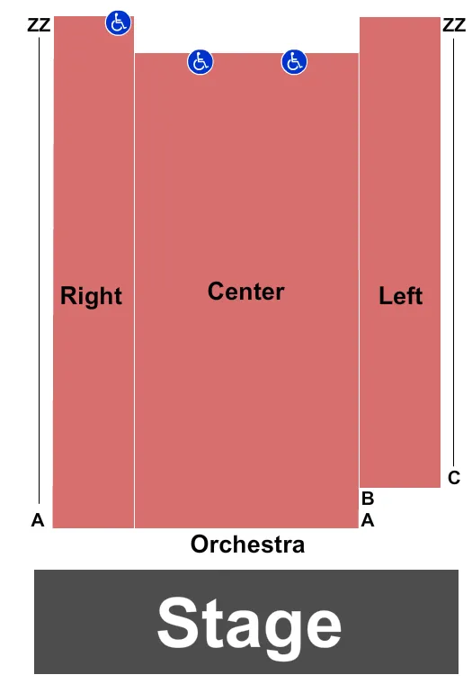 seating chart for Bates Recital Hall - End Stage - eventticketscenter.com