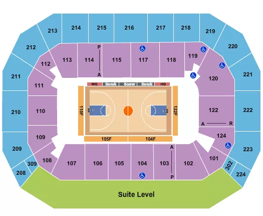 seating chart for Baxter Arena - Basketball - Globetrotters - eventticketscenter.com