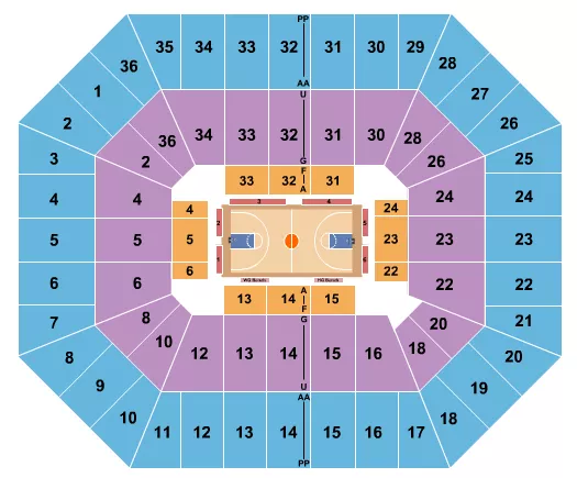 seating chart for Beasley Coliseum - Basketball - Globetrotters - eventticketscenter.com