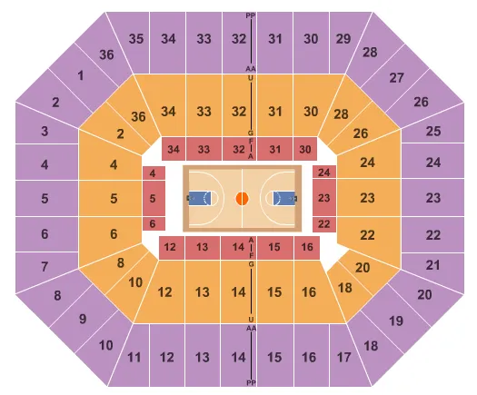 seating chart for Beasley Coliseum - Basketball - eventticketscenter.com