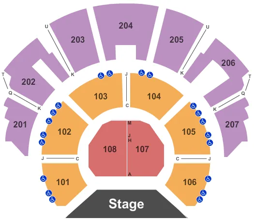 seating chart for Beau Rivage Theatre - Endstage - eventticketscenter.com