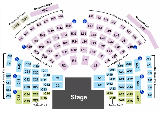 seating chart for Beef And Boards Dinner Theatre - Endstage 2 - eventticketscenter.com