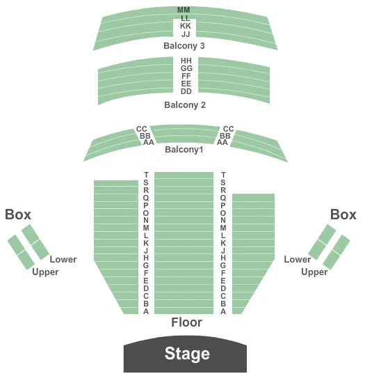 seating chart for Belle Mehus Auditorium - End Stage - eventticketscenter.com