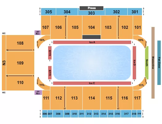 seating chart for CAA Arena - Stars On Ice - eventticketscenter.com