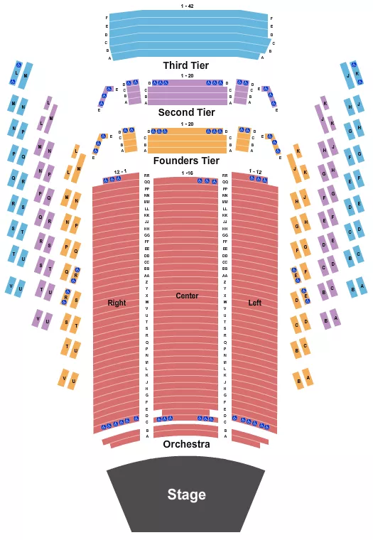 seating chart for Benaroya Hall - S. Mark Taper Foundation Auditorium - End Stage - eventticketscenter.com
