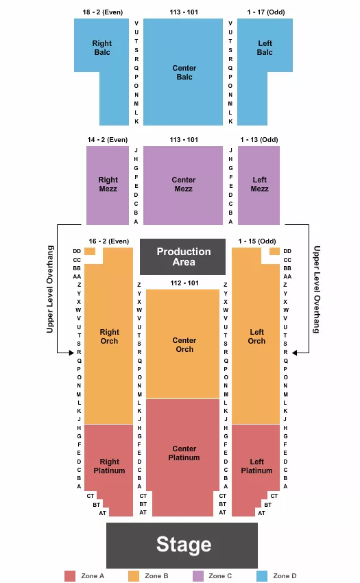 seating chart for Bergen Performing Arts Center - Endstage 2 - 2018 - eventticketscenter.com