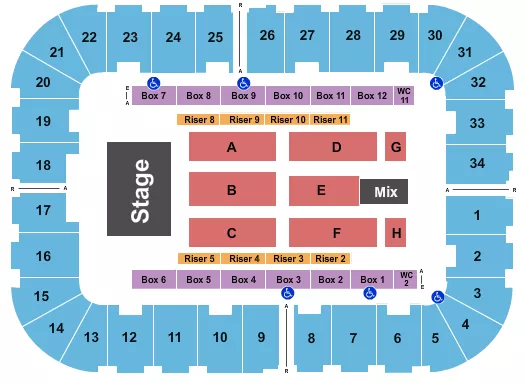 seating chart for Berglund Center Coliseum - Endstage Flr A-H - eventticketscenter.com