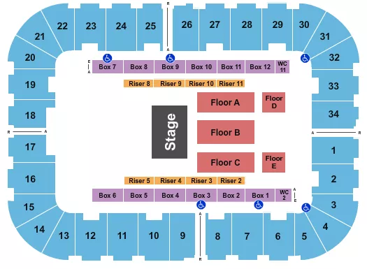 seating chart for Berglund Center Coliseum - Endstage Flr D & E - eventticketscenter.com