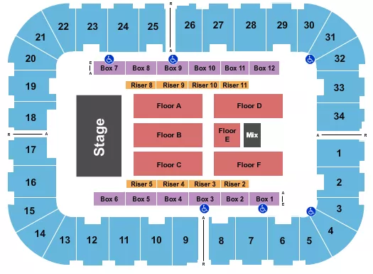 seating chart for Berglund Center Coliseum - MercyMe - eventticketscenter.com