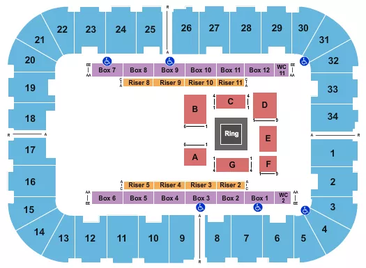 seating chart for Berglund Center Coliseum - Wrestling - AEW - eventticketscenter.com