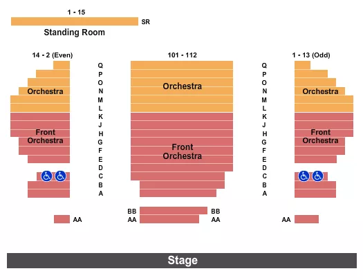 seating chart for Berlind Theatre - McCarter Theatre Center - Endstage - eventticketscenter.com