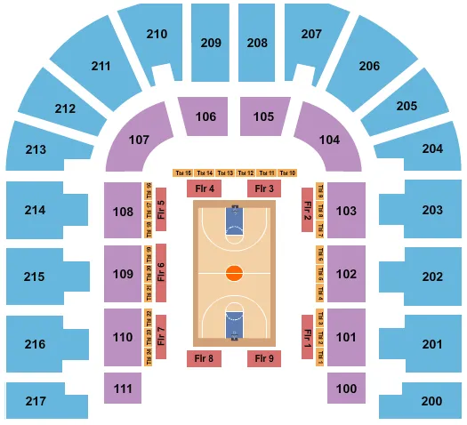 seating chart for Bert Ogden Arena - Basketball - Globetrotters - eventticketscenter.com