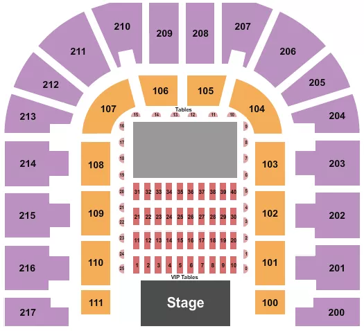 seating chart for Bert Ogden Arena - Endstage Tables 2 - eventticketscenter.com