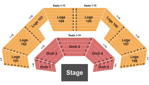 seating chart for Beverly O'Neill Theater at Long Beach Convention Center - Endstage - eventticketscenter.com