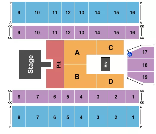 seating chart for Marshall Health Network Arena - Justin Moore - eventticketscenter.com