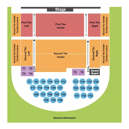 seating chart for Big Top Chautauqua - Endstage Tables - eventticketscenter.com