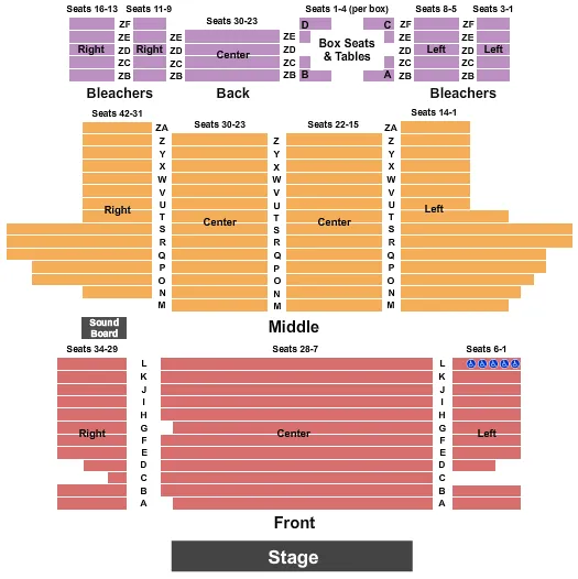 seating chart for Big Top Chautauqua - End Stage - eventticketscenter.com