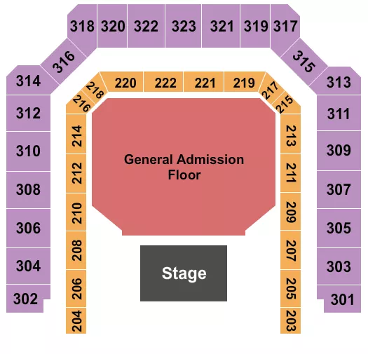 seating chart for Bill Graham Civic Auditorium - End Stage - GA Floor 2 - eventticketscenter.com