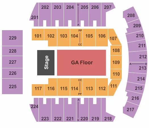seating chart for Bismarck Event Center - Endstage GA Floor - eventticketscenter.com