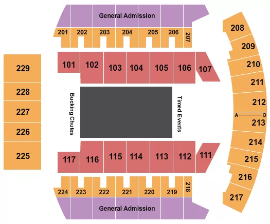 seating chart for Bismarck Event Center - PRCA Rodeo - eventticketscenter.com