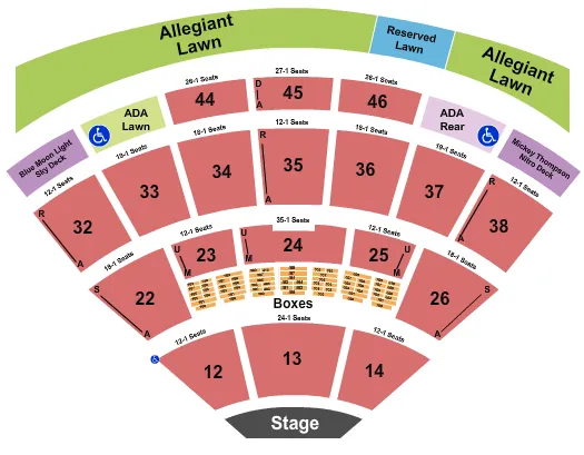 seating chart for Blossom Music Center - Endstage 2 - eventticketscenter.com