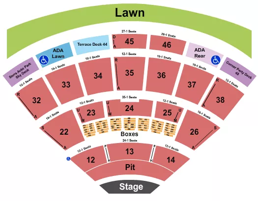 seating chart for Blossom Music Center - Endstage GA Pit w/ Terrace Deck - eventticketscenter.com