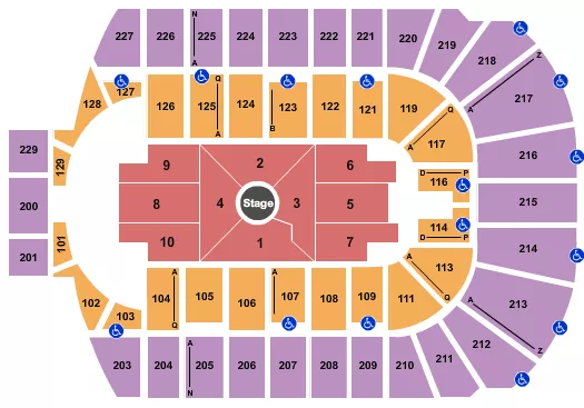 seating chart for Blue Cross Arena - Center Stage 2 - eventticketscenter.com